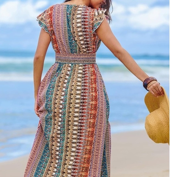 Cupshe Multicolor Bohemian Maxi Dress nwt - Picture 2 of 5